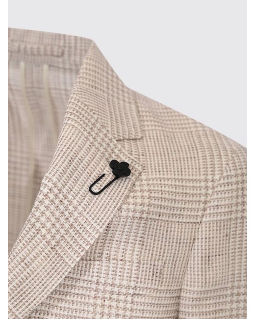 Lardini Natural Single-Breasted Linen Blend Blazer for men