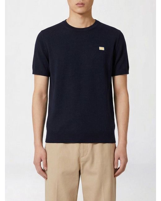 Valentino Blue Virgin Wool Knit Sweater With Logo for men