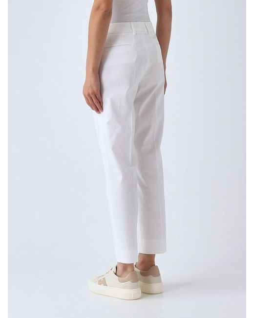 PT Torino White Cotton Slim Trousers