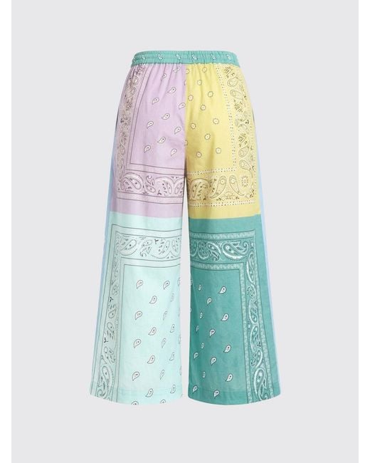 Rohe Blue Cropped Wide-Leg Cotton Trousers With Bandana Print