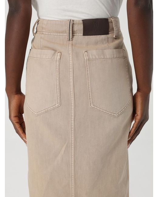 Brunello Cucinelli Natural Cotton-Linen Chino Maxi Skirt