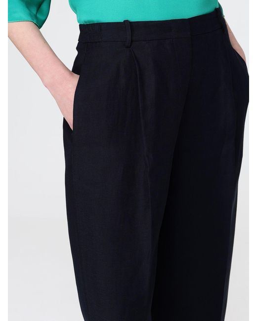 Liviana Conti Blue Crêpe Cropped Trousers