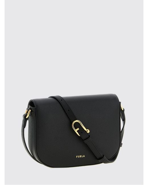 Furla Black Moonlight Calfskin Shoulder Bag