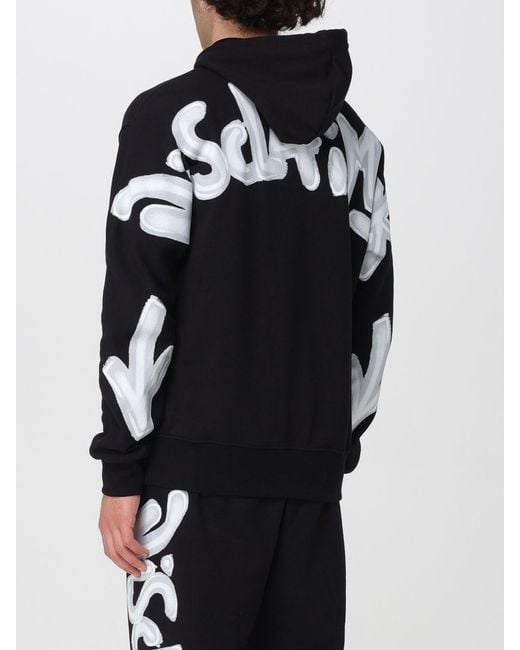 DISCLAIMER Blue Cotton Hoodie With Printed Logo And Dropped Shoulders for men