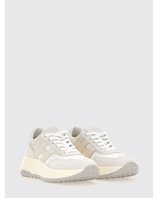 Hogan White H669 Suede And Mesh Sneakers