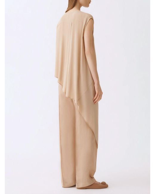 Fabiana Filippi Natural Asymmetric Crepe De Chine Blouse