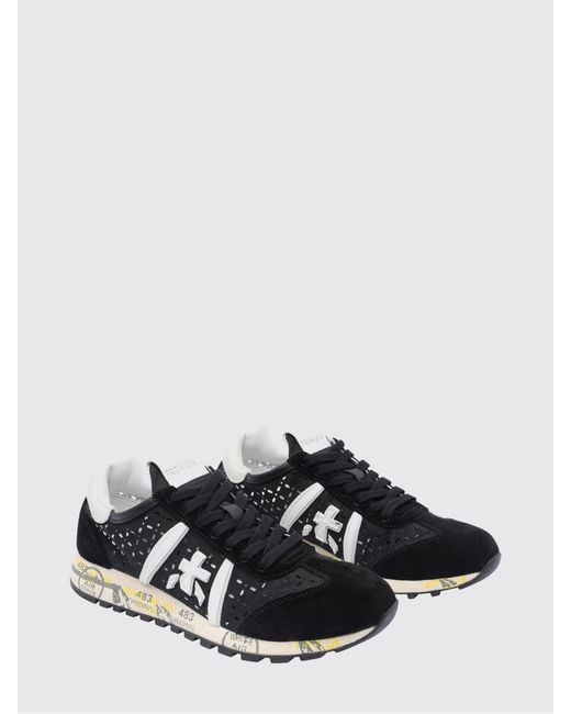 Premiata White Lucy Suede And Perforated Fabric Sneakers
