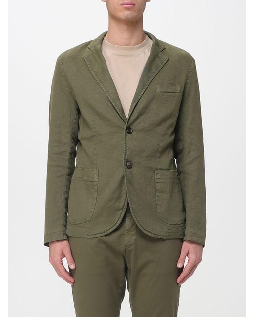 Mason's Green Single Breasted Cotton And Linen Blazer for men