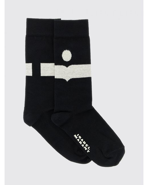Isabel Marant Black Jacquard Logo Stretch Cotton Socks