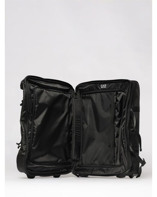 EA7 Black Rubberized Fabric Trolley for men