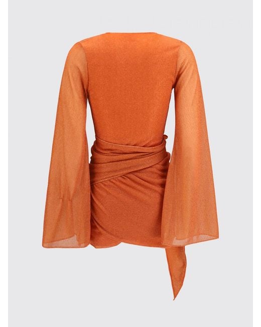 Oseree Orange Lumiere Asymmetrical V-Neck Wrap Mini Dress