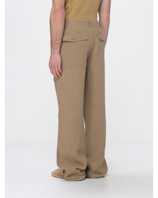 Barena Natural Wide Leg Linen Trousers for men