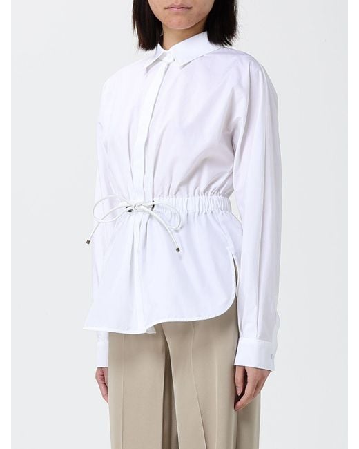 Max Mara White Cotton Shirt With Drawstring
