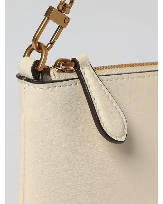 Pinko Natural Horizontal Flap Leather Bag