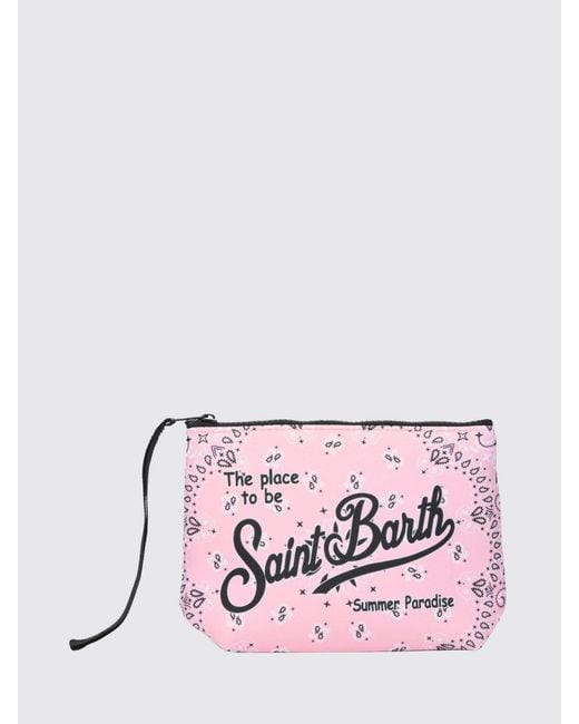 Mc2 Saint Barth Pink Aline Striped Polyester Pouch for men