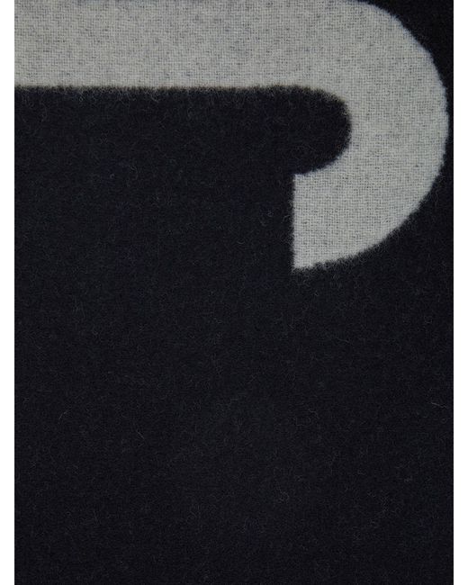 Jacquemus Black Cotton Scarf With Contrasting Jacquard Logo And Fringed Edges for men