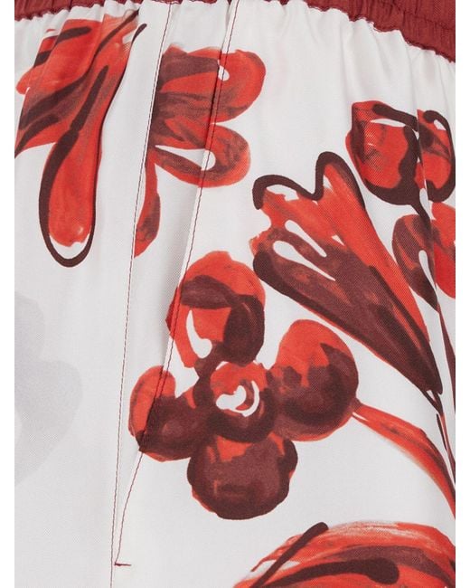 Dolce & Gabbana Red Dolce &Amp Gabbana Knee-Length Silk Shorts With Maioliche Print And Drawstring for men