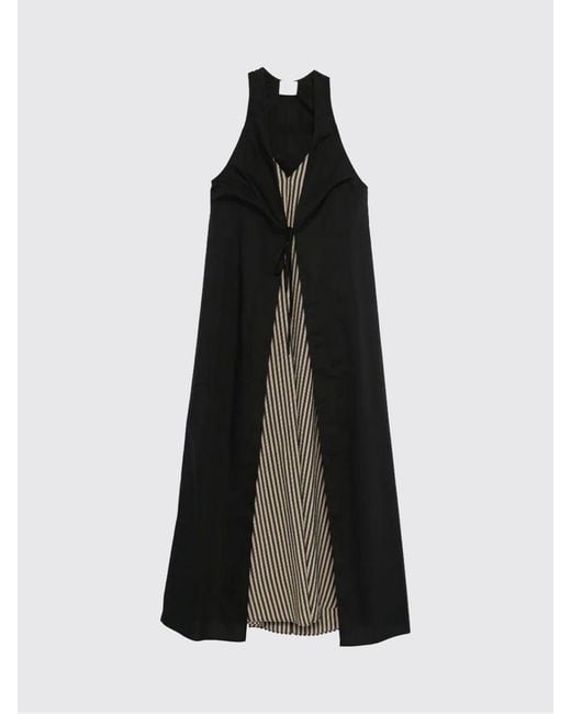 Alysi Black Long Viscose And Silk Blend Dress