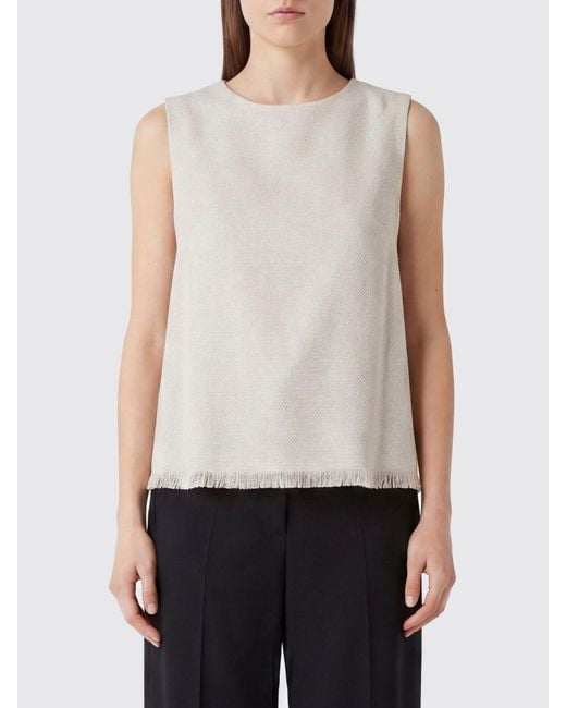 Max Mara White Linen And Cotton Top