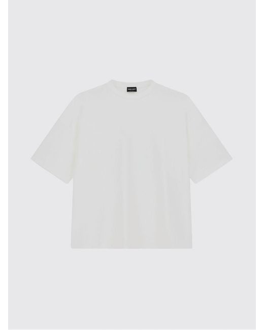 Giorgio Armani White Cotton Crew Neck T-Shirt With Logo for men