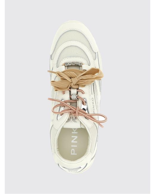 Pinko Natural Yulia Leather And Mesh Sneakers