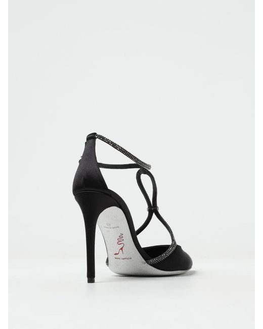 Rene Caovilla Black René Caovilla Clippy Pumps In Satin With Rhinestones