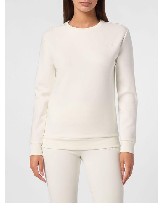 Philipp Plein White Cropped Crew-Neck Jersey Sweatshirt With Tone-On-Tone Logo
