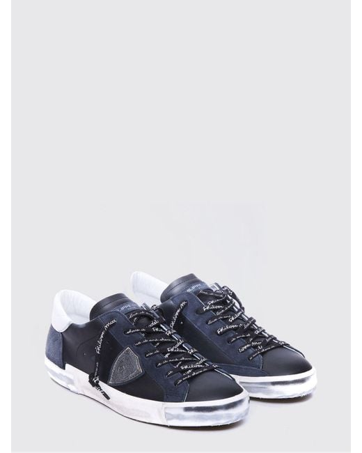Philippe Model Blue Prsx Leather Sneakers for men
