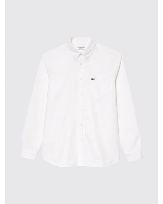 Lacoste White Classic Cotton Shirt With Logo for men