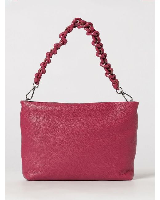 Gianni Chiarini Red Brenda Grained Leather Shoulder Bag With Removable Strap