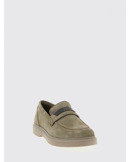 Brunello Cucinelli Green Suede Loafers With Monili
