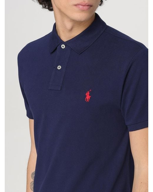 Polo Ralph Lauren Blue Custom Slim Fit Polo Shirt for men