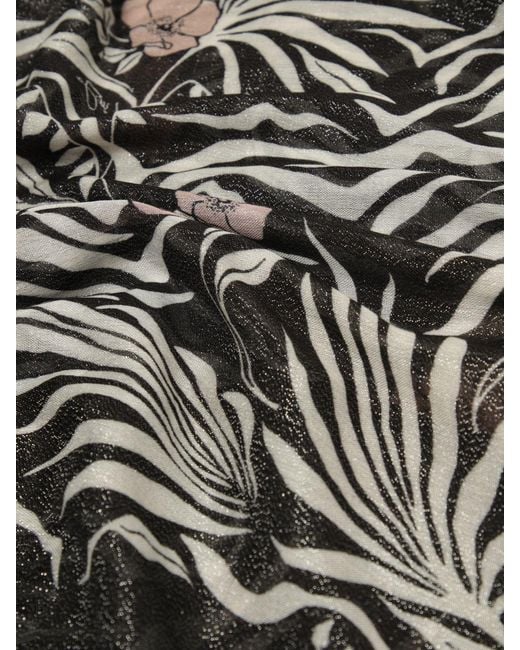 Liu Jo Black Viscose Blend Stole With Floral Motif