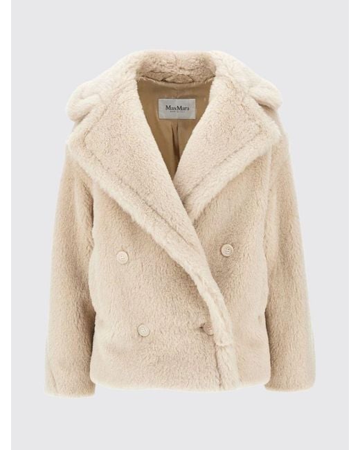 Max Mara Natural Short Double-Breasted Faux-Fur Effect Coat