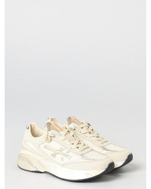Premiata White Moerund Laminated Leather And Mesh Sneakers