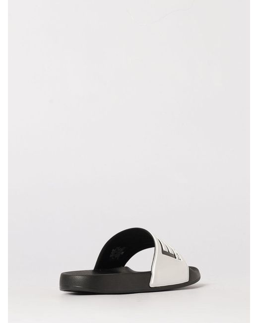 EA7 White Rubber Sliders With Logo Print for men