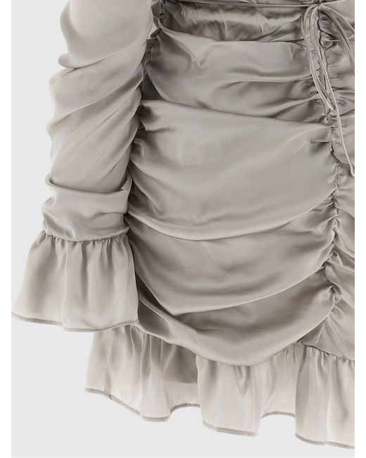 ROTATE BIRGER CHRISTENSEN Gray Draped Silk Dress
