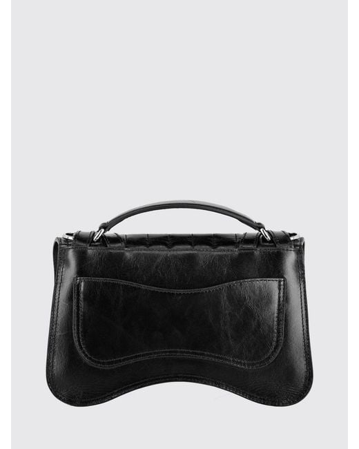 Philipp Plein Black Matelassé Leather Handbag With Hexagon Logo And Studs