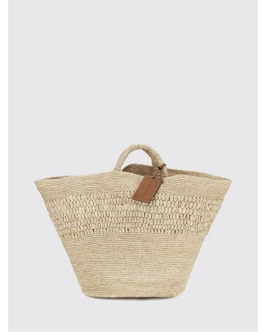 Manebí Natural Fiji Flared Crochet Raffia Tote Bag