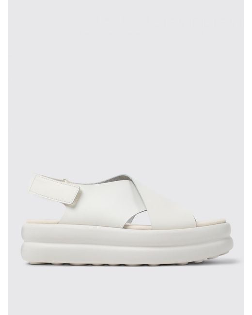 Camper White Flat Sandals
