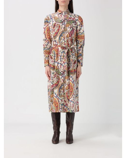 Etro Natural Cotton Paisley Print Shirt Dress