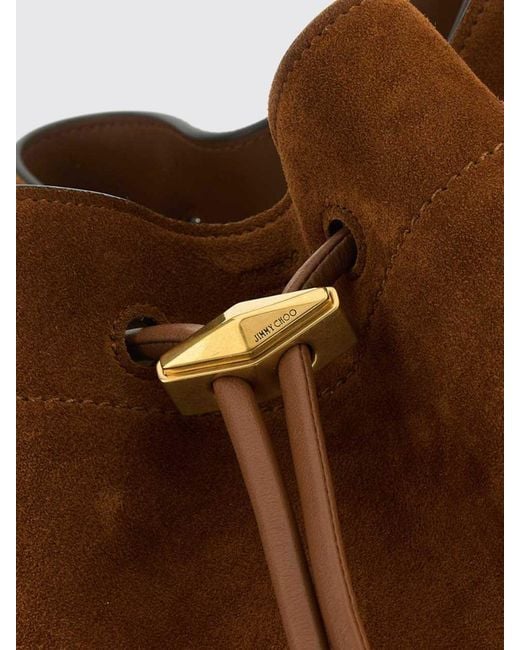 Jimmy Choo Brown Cinch Leather Bucket Bag With Removable Handle