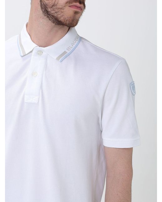 Blauer White Cotton Polo Shirt for men
