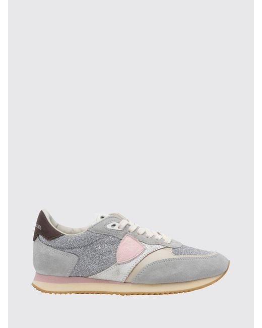 Philippe Model White Suede And Lurex Sneakers