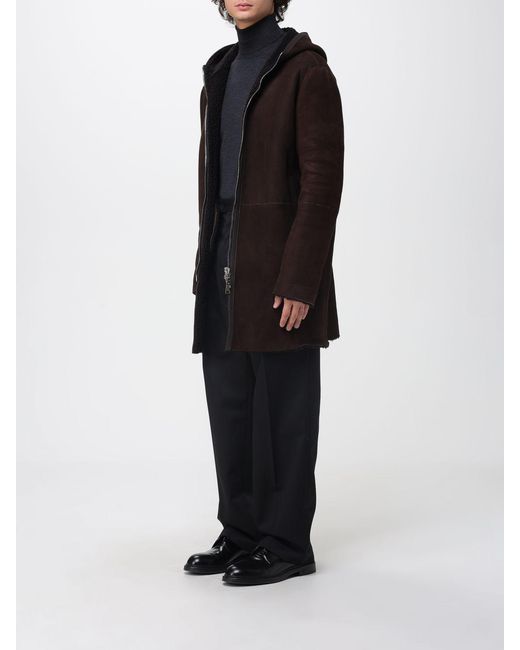 Tagliatore Black Shearling Coat for men