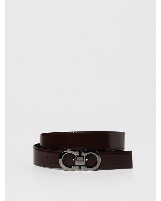 Ferragamo White Reversible Brushed Leather Belt for men