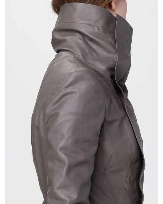 Rick Owens Gray Naska Leather Jacket