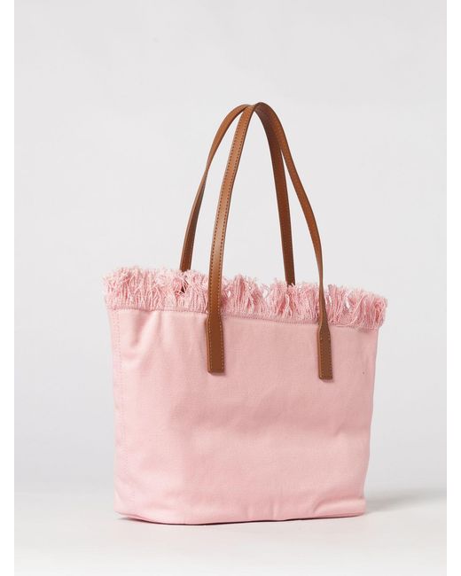 Mc2 Saint Barth Pink Cotton Bag With Embroidered Logo