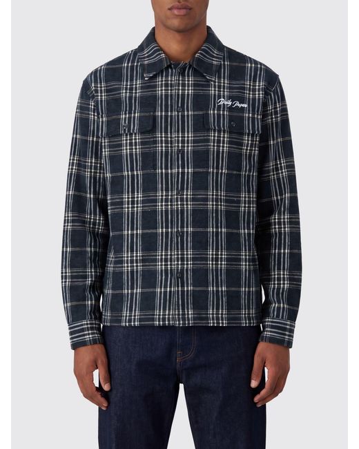 Daily Paper Blue Check-Pattern Cotton-Blend Shirt With A French Collar for men