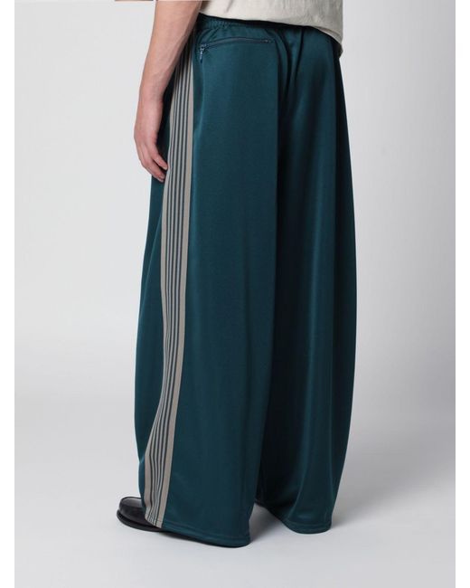 Needles Blue Wide-Leg Technical Fabric Trousers With Elasticated Waist for men